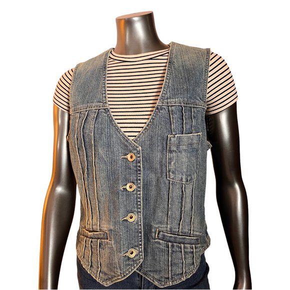 Denim Laboratory Jackets & Blazers - Denim Laboratory Vintage Y2K Jean Jacket Motorcycle Vest Size Large